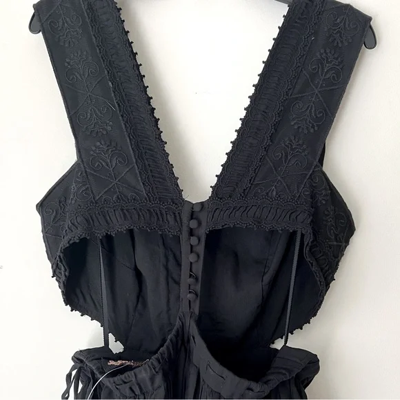 Free People Honeysuckle Rose Cut-Out Mini Dress Black Womems Size 6 **NWT** - Picture 6 of 8